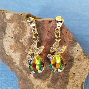 🦋Butterfly & Iridescent Rhinestone Earrings - NWOT🦋